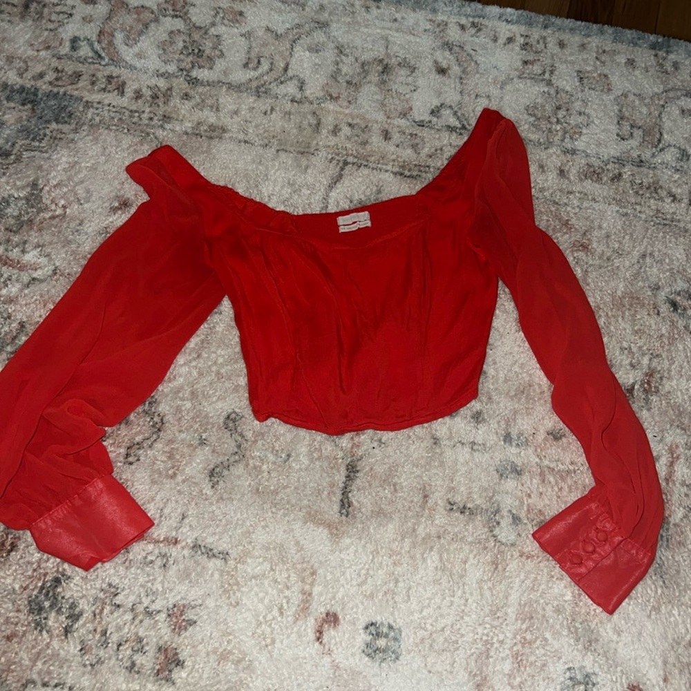 Urban Outfitters Chiffon Long Sleeve Crop Top